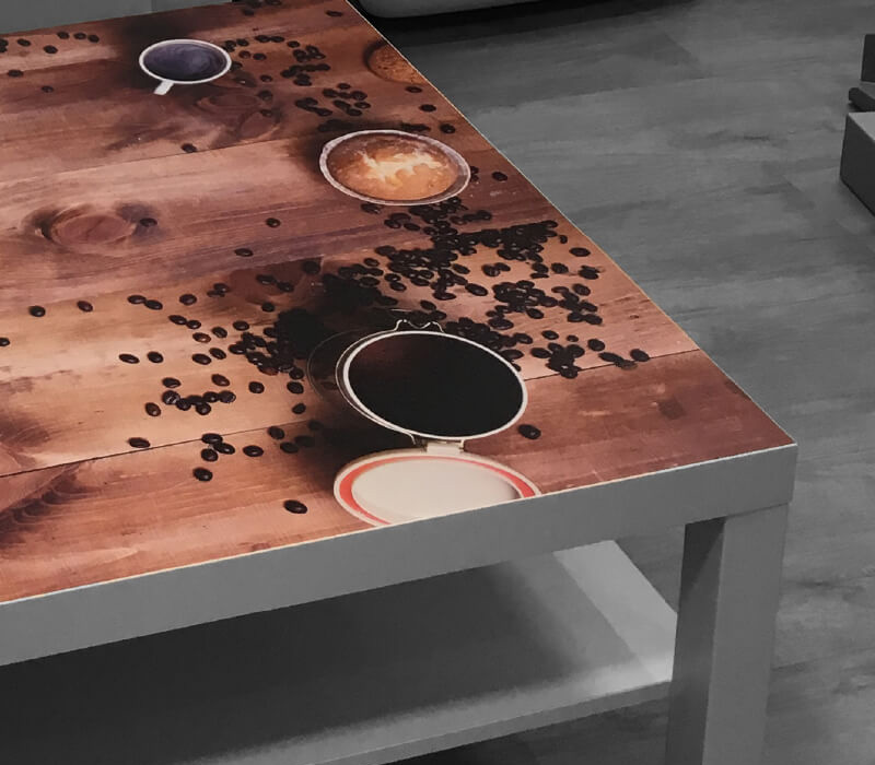 Piano del tavolo con stampa personalizzata