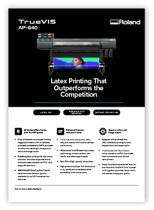 Afbeelding van TrueVIS AP-640 resin/latex printer datasheet cover