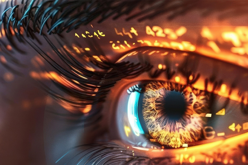 A close up of a person's eye