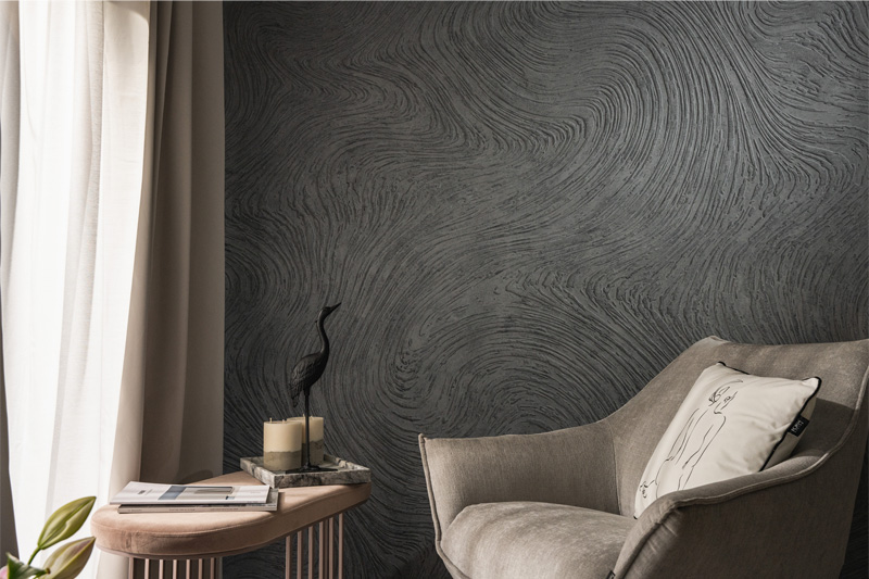 Dimense textured wallpaper in a home